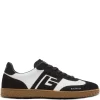 Sneakers Balmain Swan suede-leather logo alb/negru