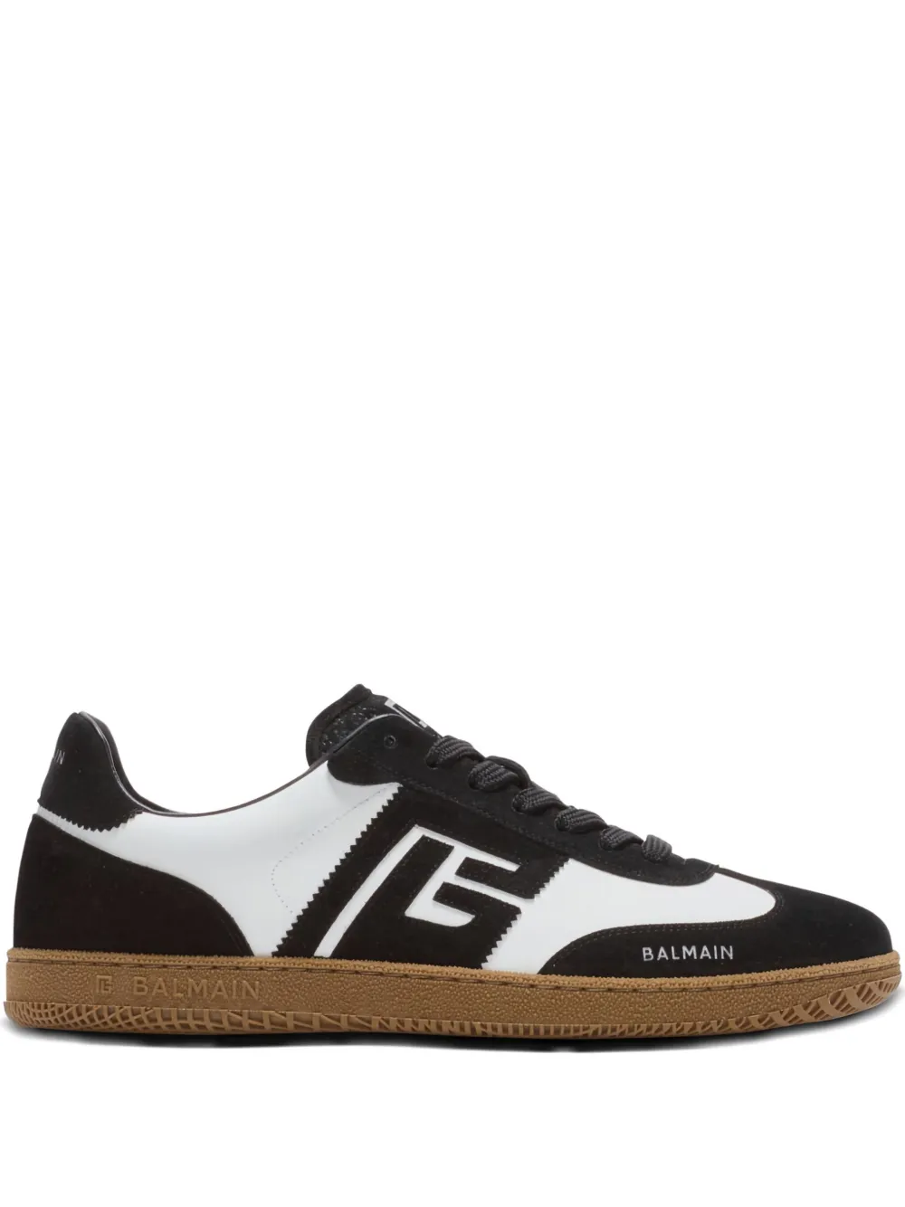 Sneakers Balmain Swan suede-leather logo alb/negru