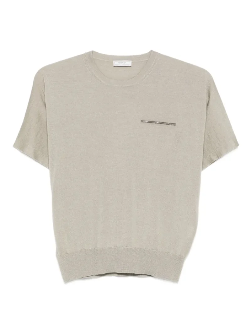 Top Peserico Embellished Short-Sleeved gri