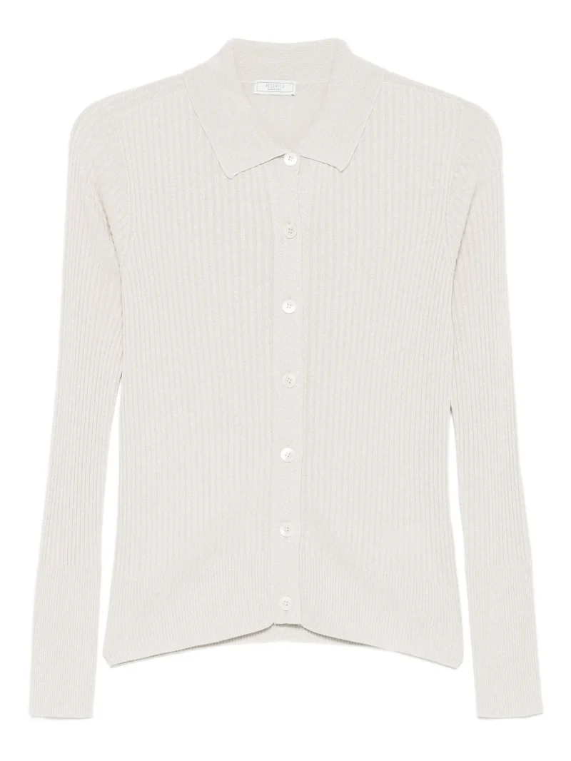 Top Peserico ribbed buttoned bej