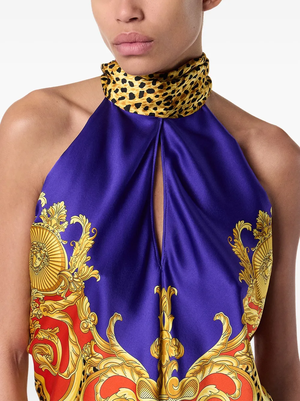 Top Versace Baroque-Print Halterneck multicolor - imagine 5