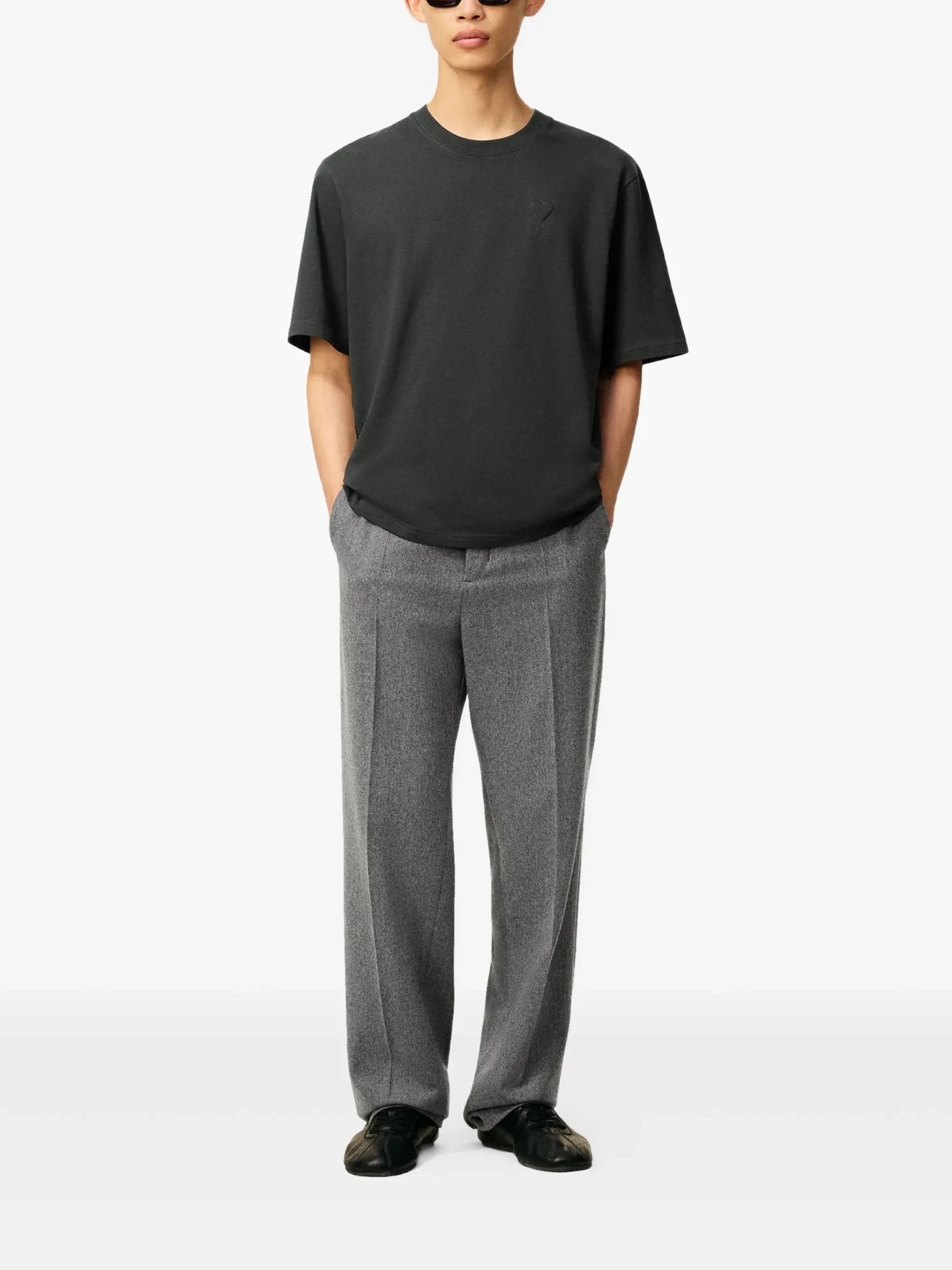 Tricou AMI Paris "Ami de Coeur" gri - imagine 2