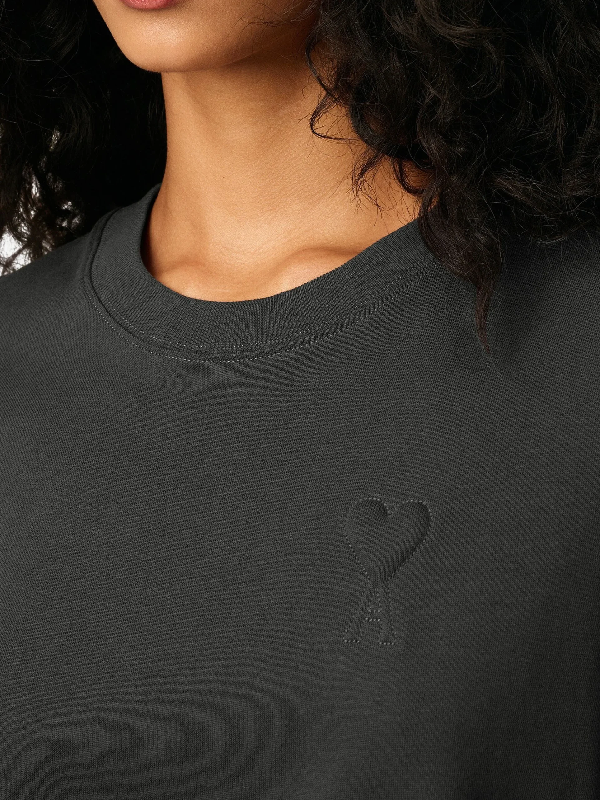 Tricou AMI Paris "Ami de Coeur" gri - imagine 4
