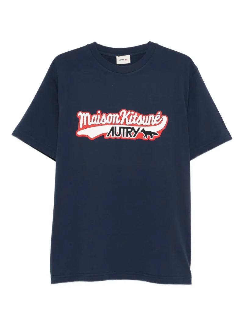Tricou Autry x Maison Kitsune Graphic-Print bleumarin