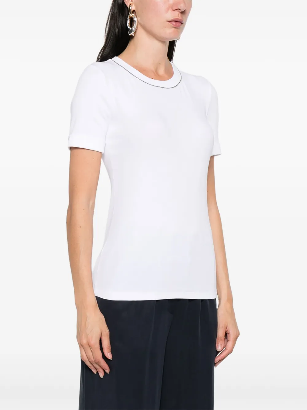 Tricou Peserico Chain Link-Trim alb - imagine 3