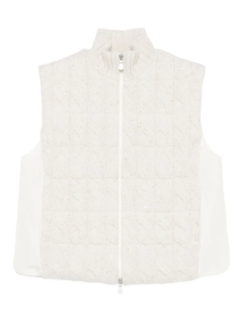 Vesta Gran Sasso Cable-Knit Zip-Up bej