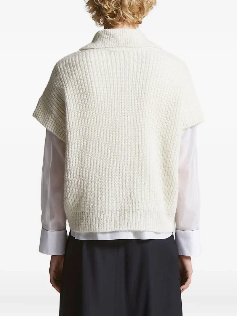 Alternative view of Pulover Peserico Ribbed Collar alb