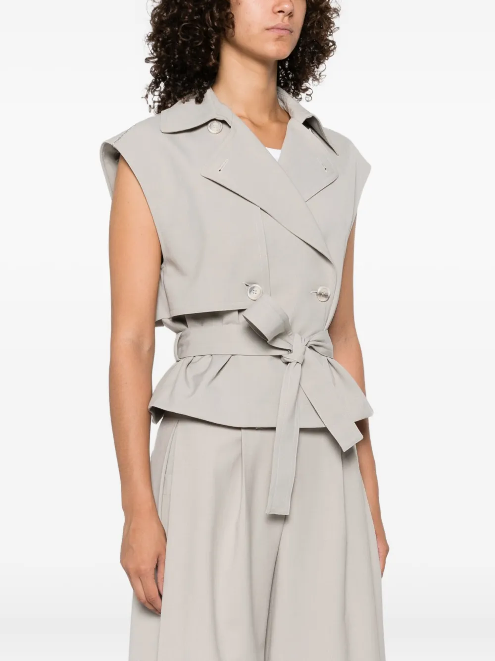 Vesta Peserico Sleeveless Double-Breasted gri - imagine 3