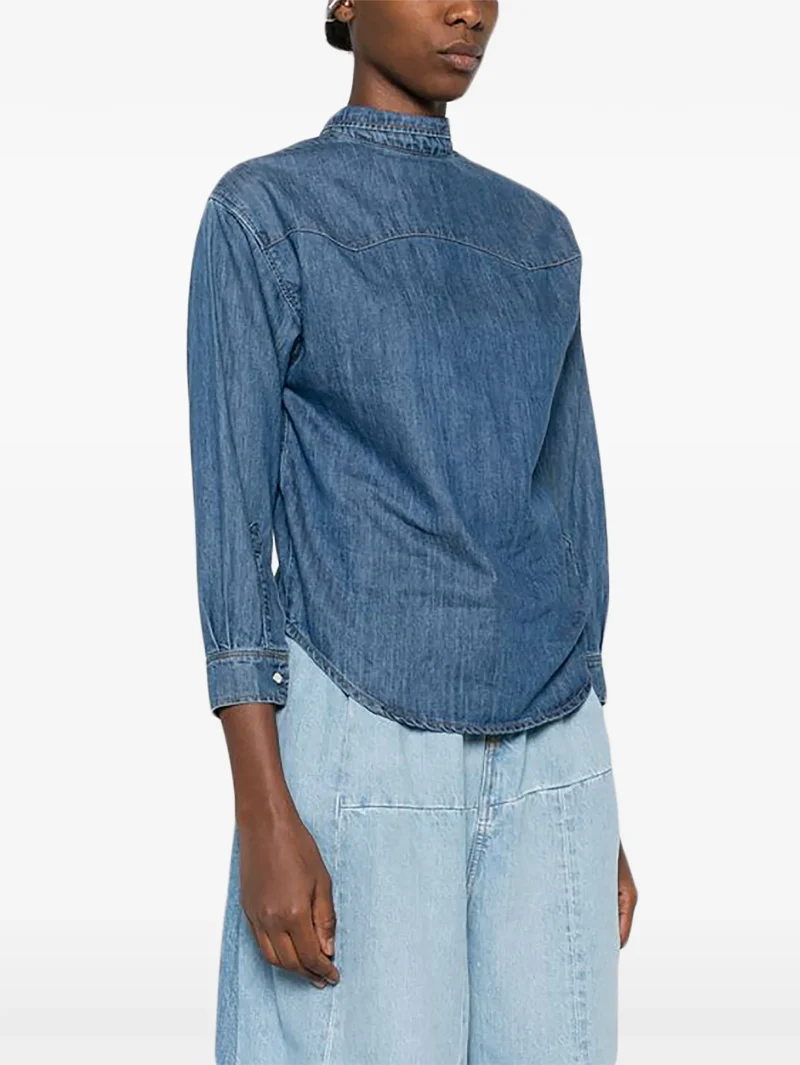 Alternative view of Camasa A.W.A.K.E. Mode button denim albastru