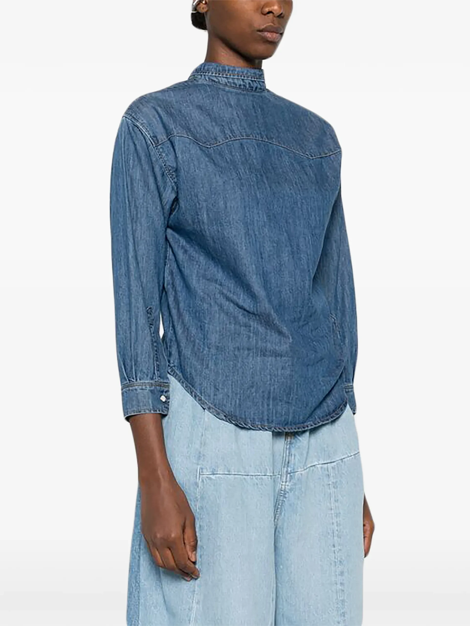 Camasa A.W.A.K.E. Mode button denim albastru - imagine 2