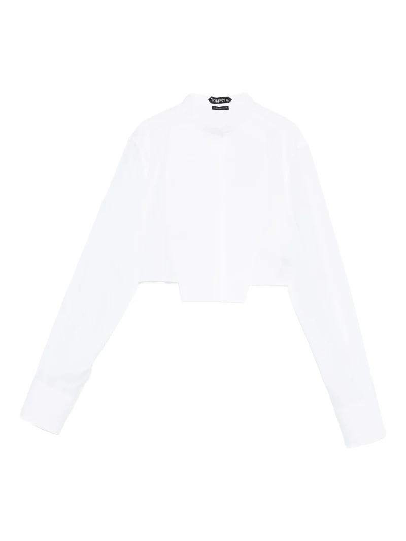 Camasa TOM FORD bib-collar cropped alb