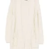 Cardigan Gran Sasso cable-knit pockets alb