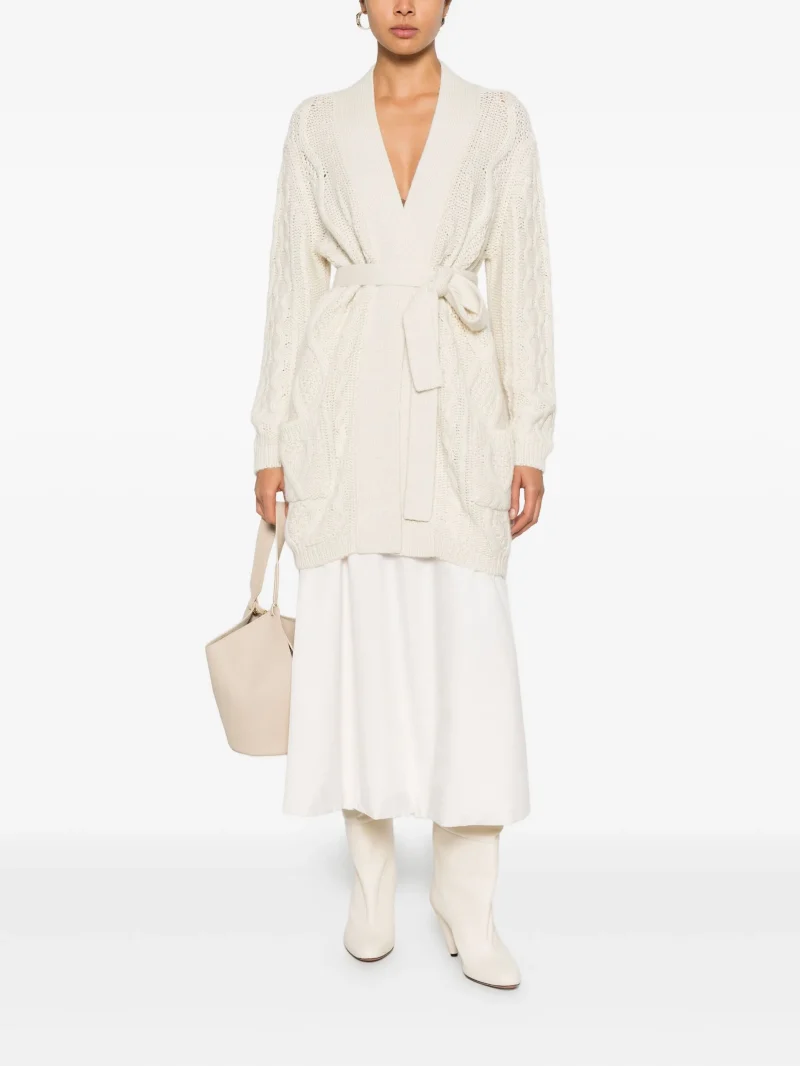 Alternative view of Cardigan Gran Sasso cable-knit pockets alb