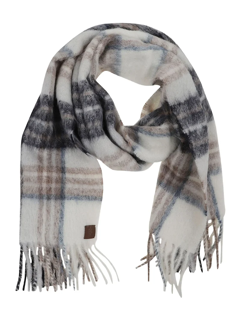 Esarfa Eleventy plaid fringed multicolor