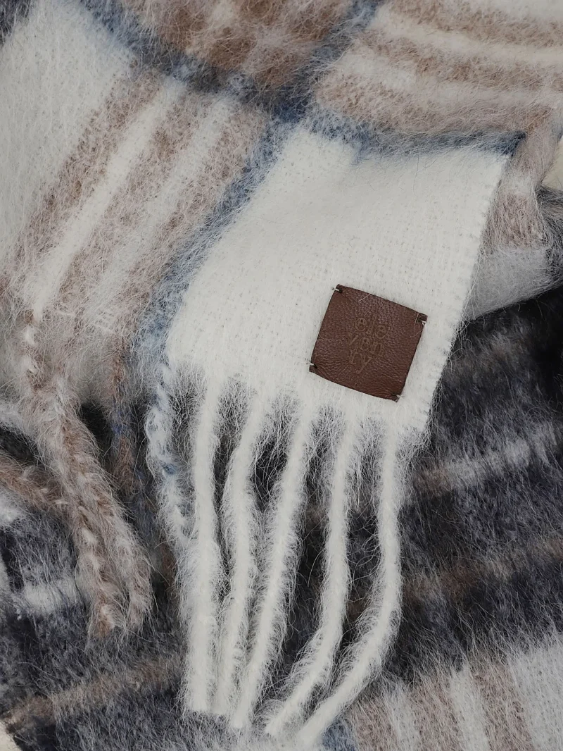 Alternative view of Esarfa Eleventy plaid fringed multicolor