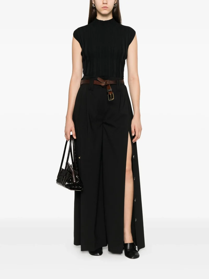 Alternative view of Pantaloni A.W.A.K.E Mode belted side-split negru