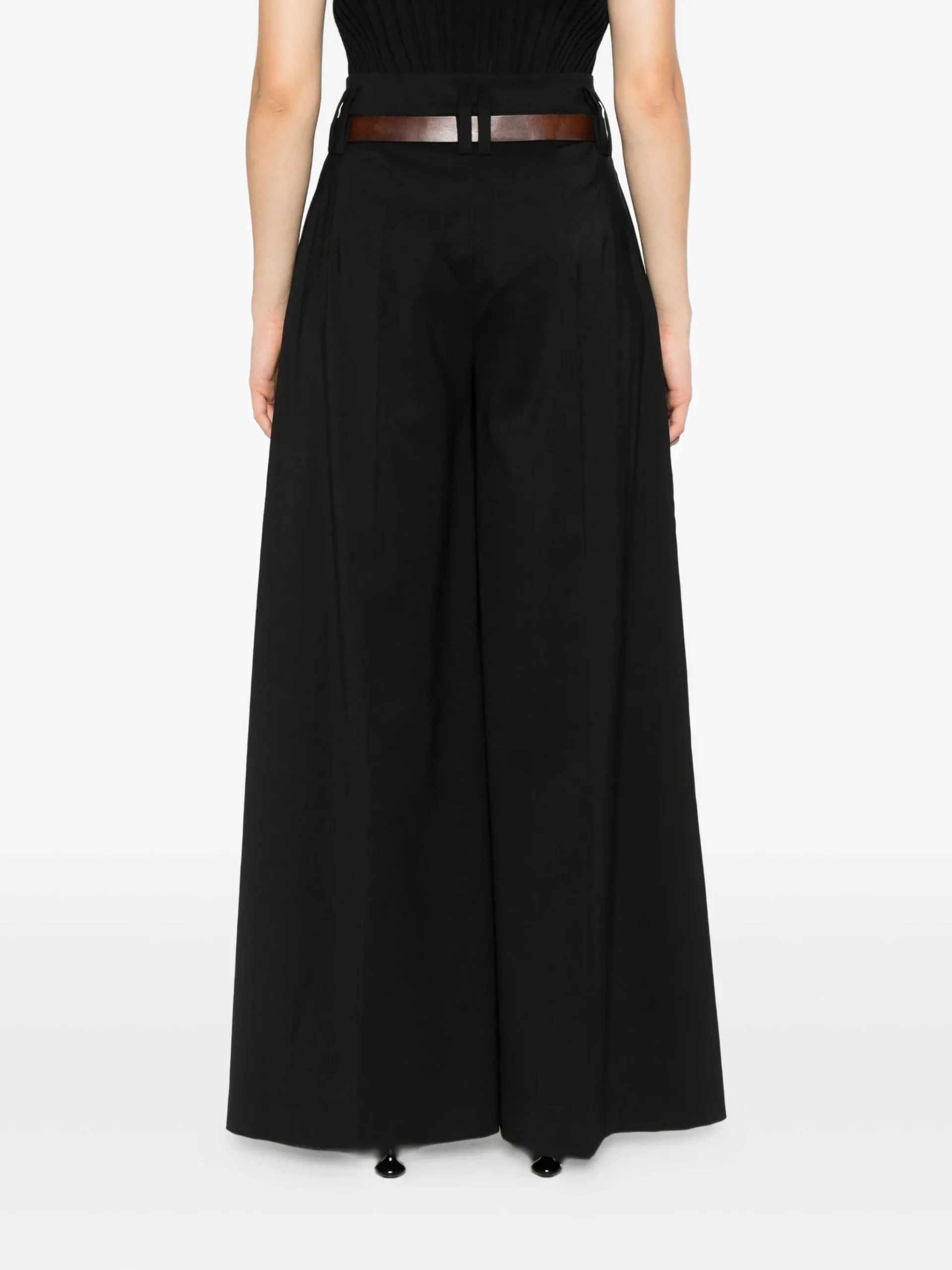 Pantaloni A.W.A.K.E Mode belted side-split negru - imagine 4