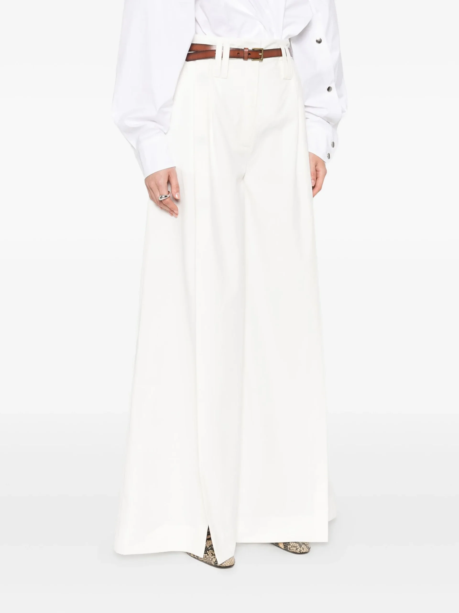 Pantaloni A.W.A.K.E Mode wide-leg alb - imagine 5