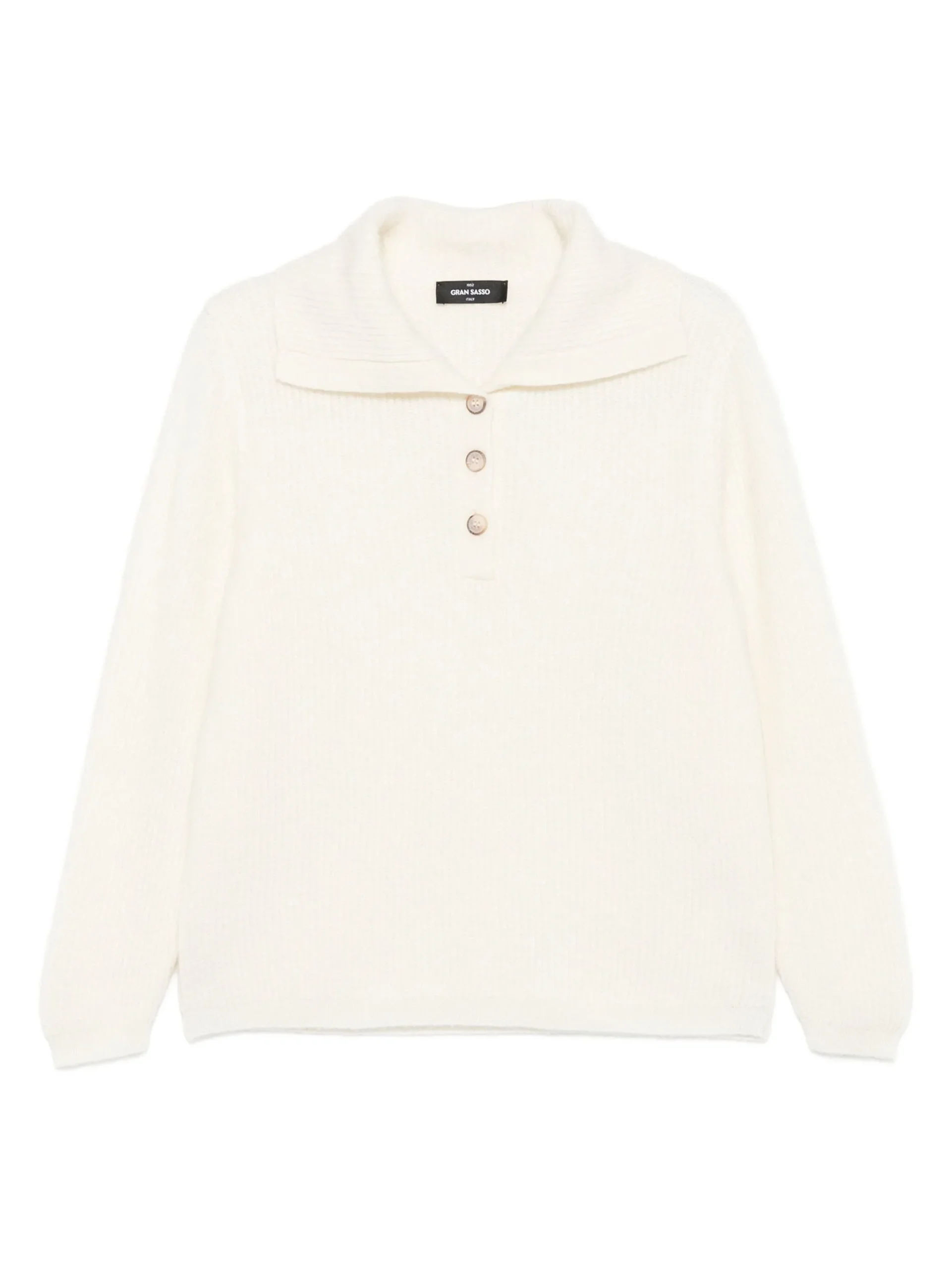 Pulover Gran Sasso button collared alb