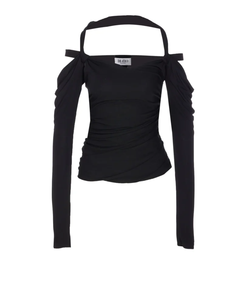 Top The Attico Halterneck Long-Sleeves negru