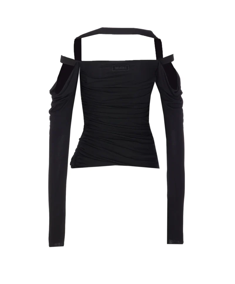Alternative view of Top The Attico Halterneck Long-Sleeves negru