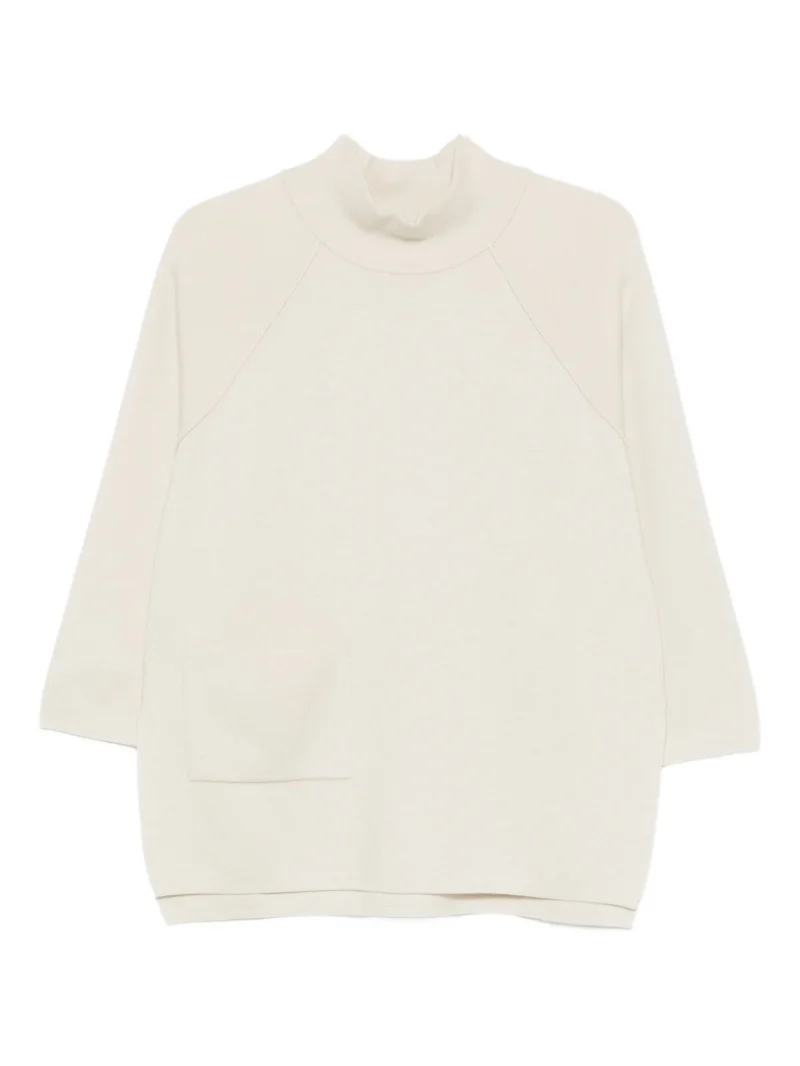 Bluza Gran Sasso funnel-neck alb