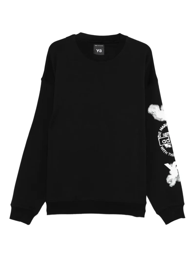 Bluza Y-3 Cloud-Print Crew-Neck negru