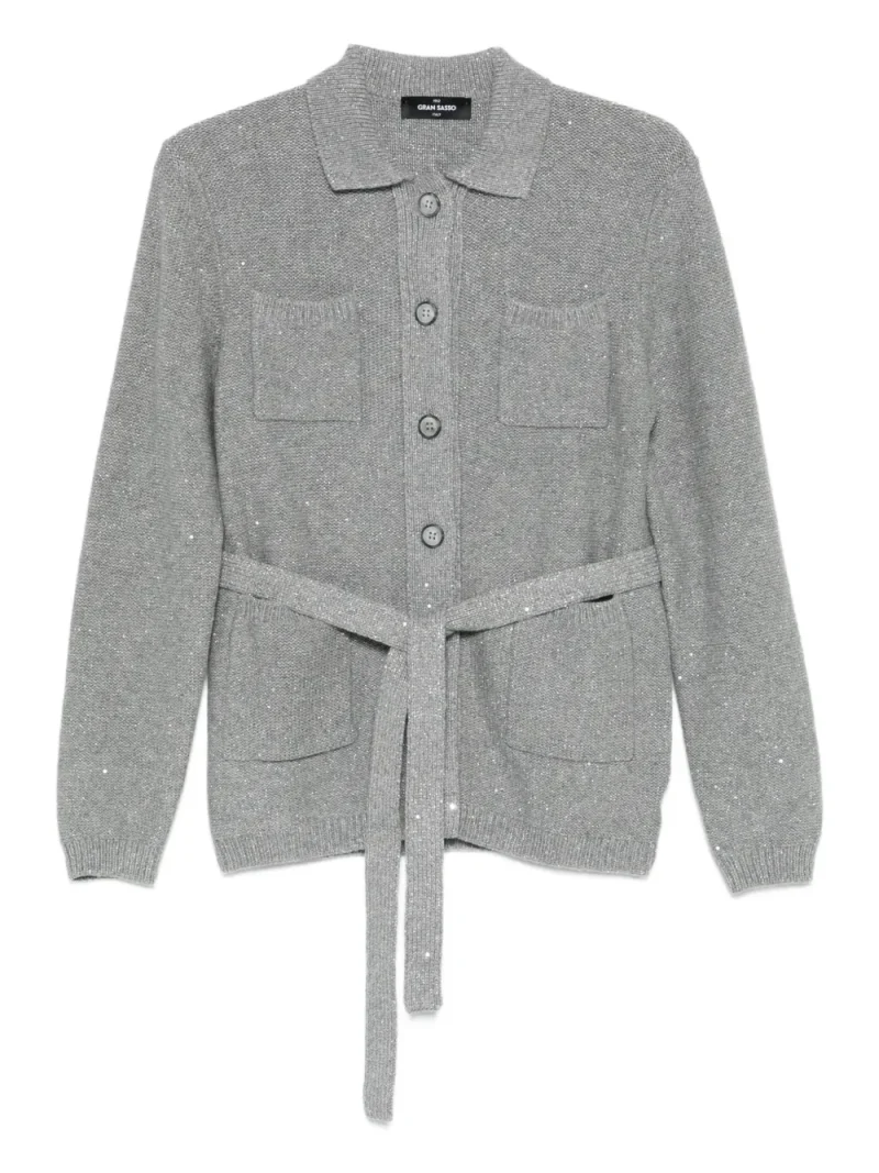 Cardigan Gran Sasso Button-Fastening Belted gri