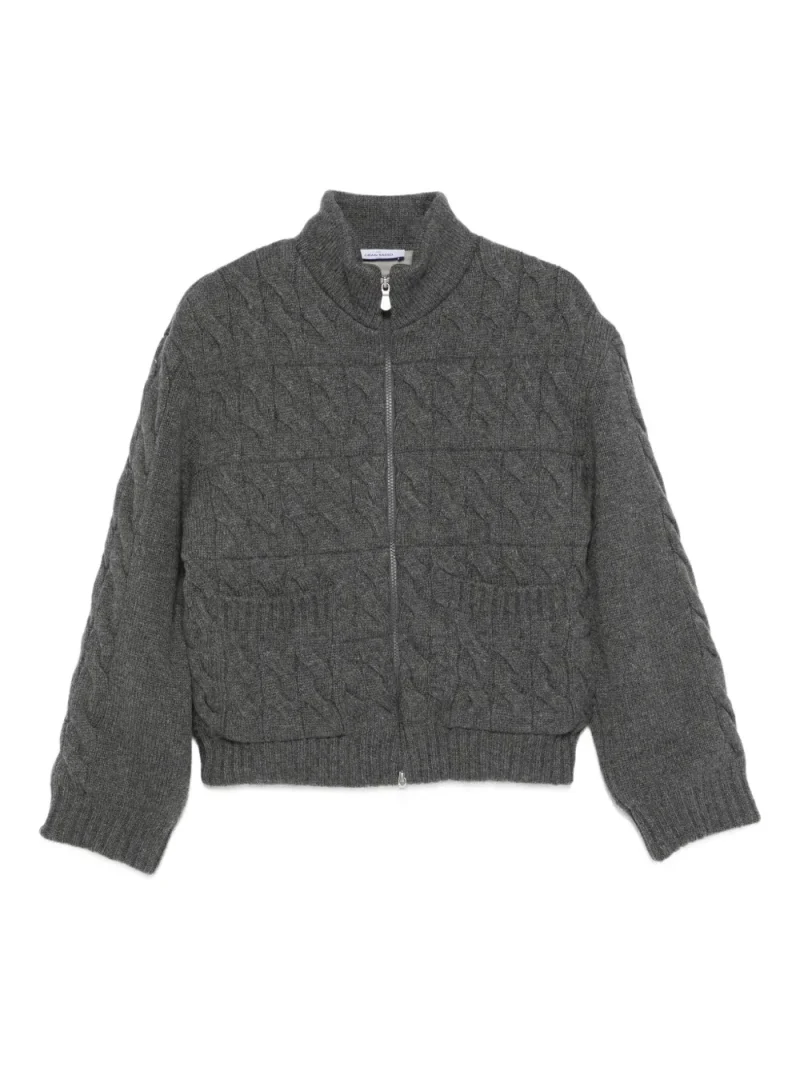 Cardigan Gran Sasso Cable-Knit Zip gri