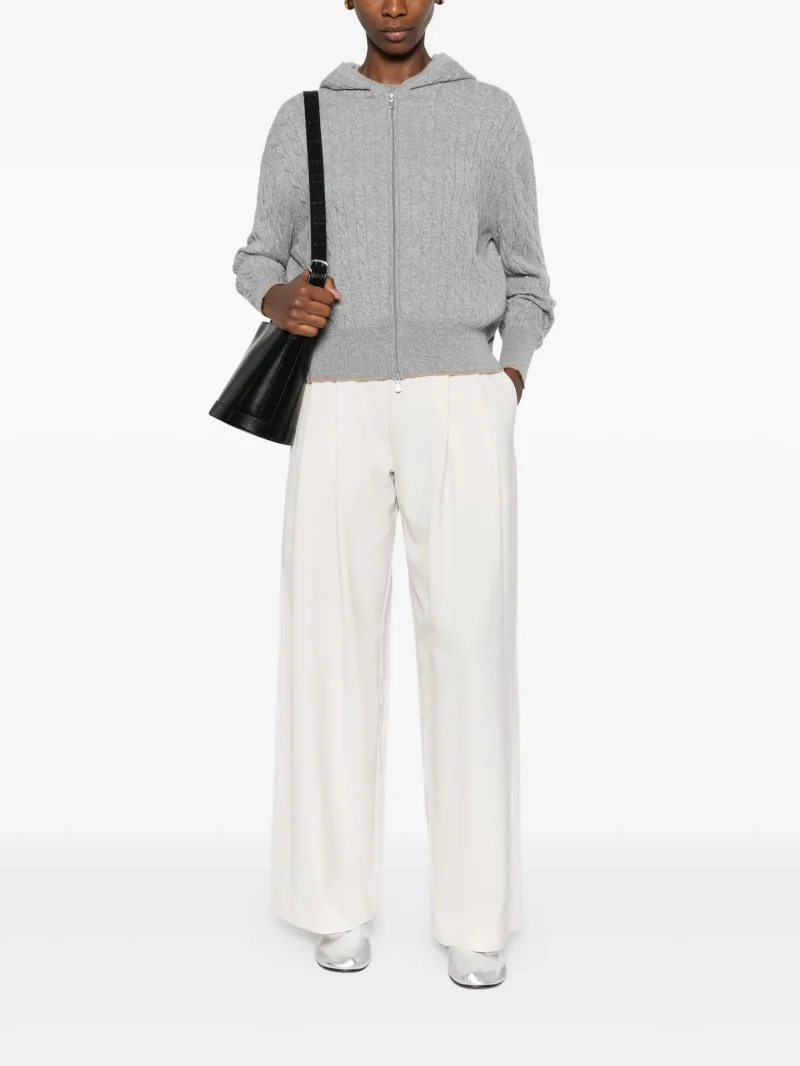 Alternative view of Cardigan Gran Sasso hooded cable-knit gri