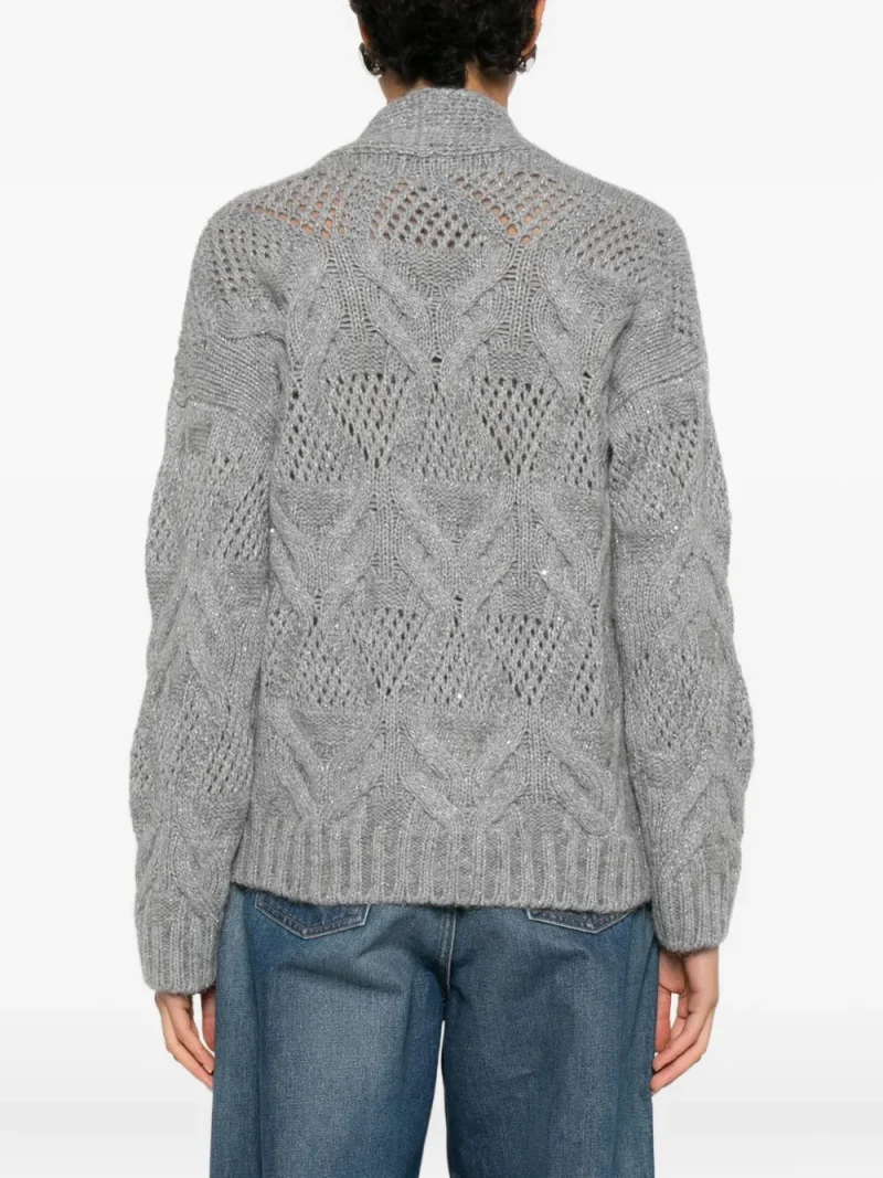 Alternative view of Cardigan Gran Sasso Openwork Button-up gri