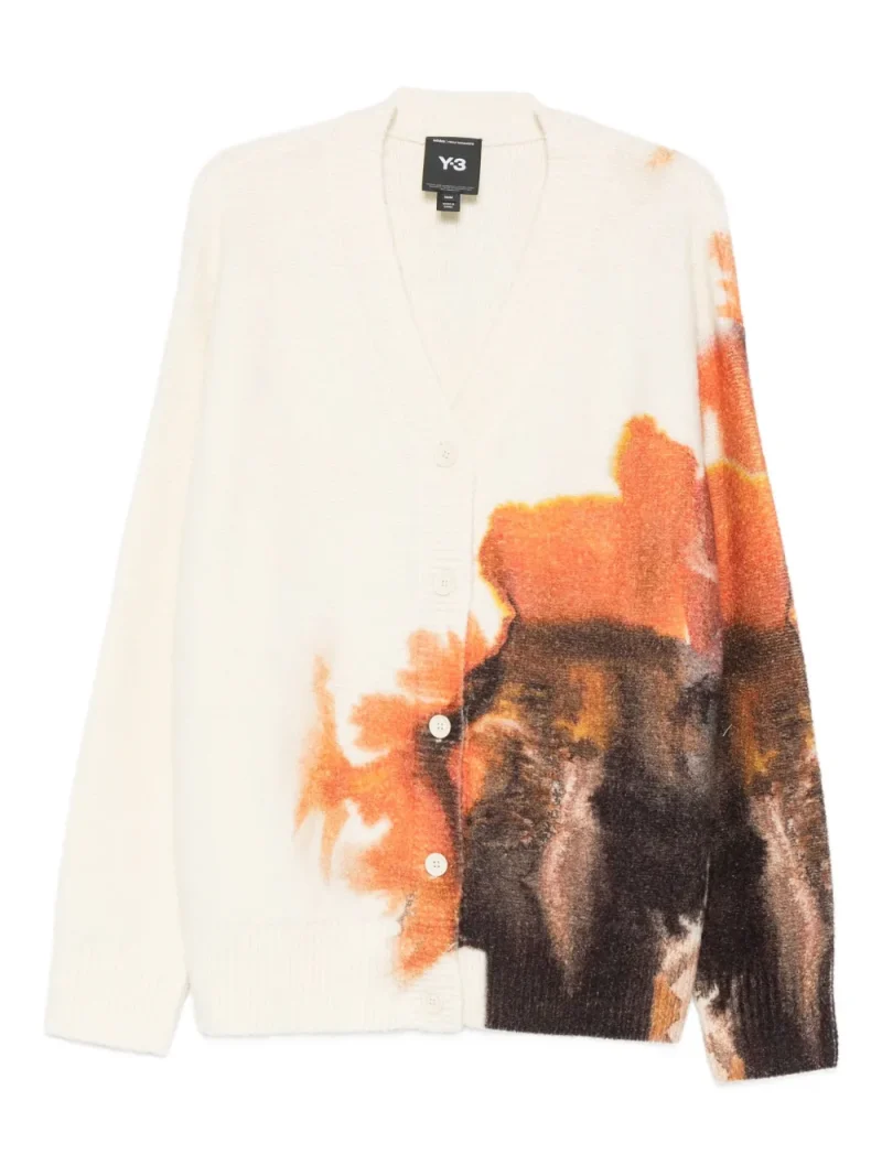 Cardigan Y-3 Grphic-Print ecru