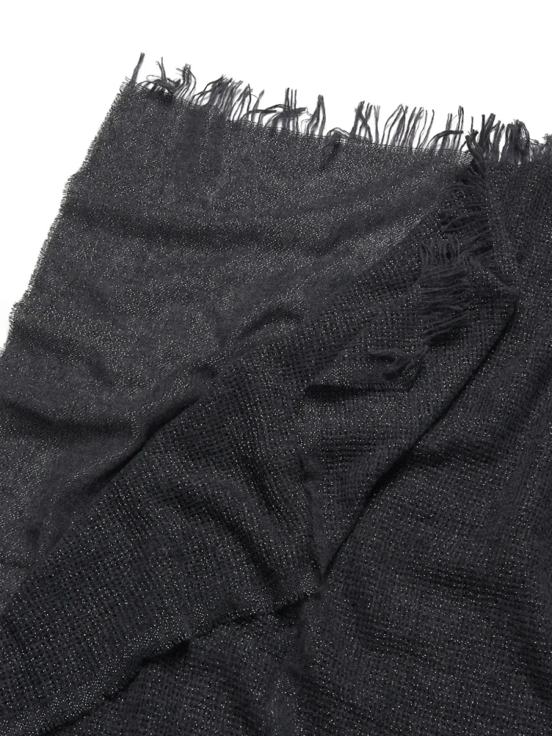 Alternative view of Esarfa Peserico Metallic-Flecked Fringed gri