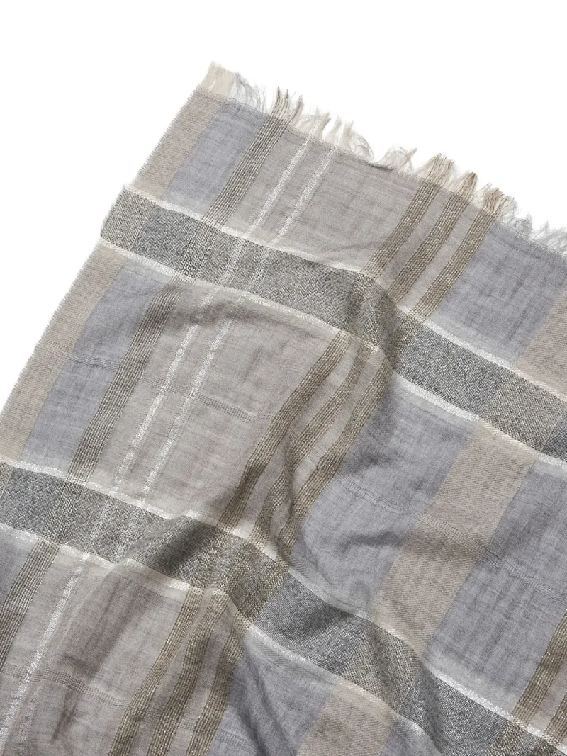 Alternative view of Esarfa Peserico Metallic-Striped Plaid gri