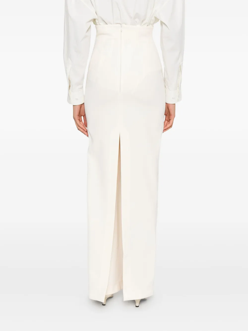 Fusta maxi A.W.A.K.E. Mode Cut-Out-Detail ecru - imagine 2