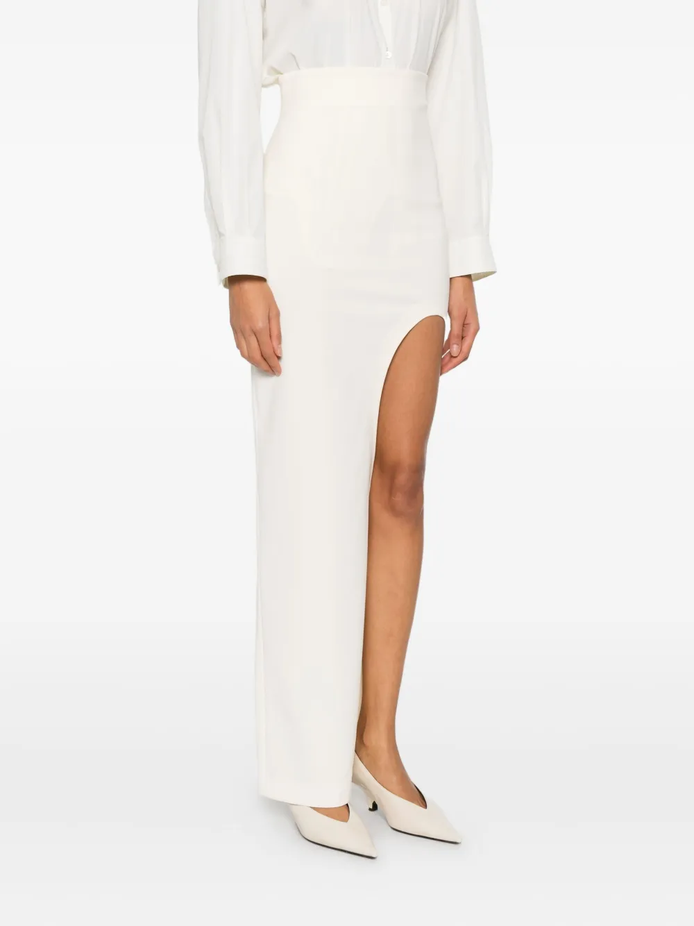 Fusta maxi A.W.A.K.E. Mode Cut-Out-Detail ecru - imagine 3