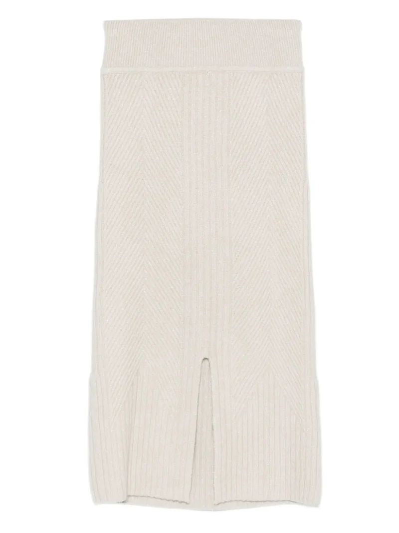 Alternative view of Fusta midi Lorena Antoniazzi Ribbed bej