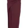 Fusta midi The Attico Draped-Front visiniu