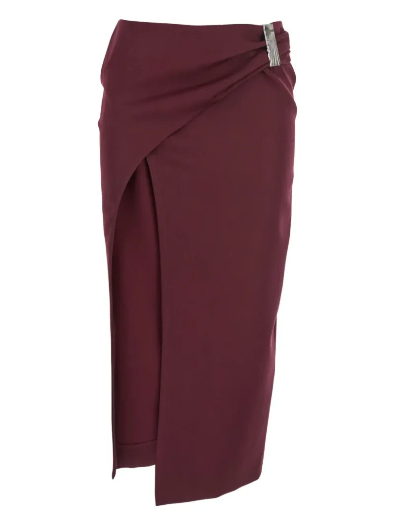 Fusta midi The Attico Draped-Front visiniu