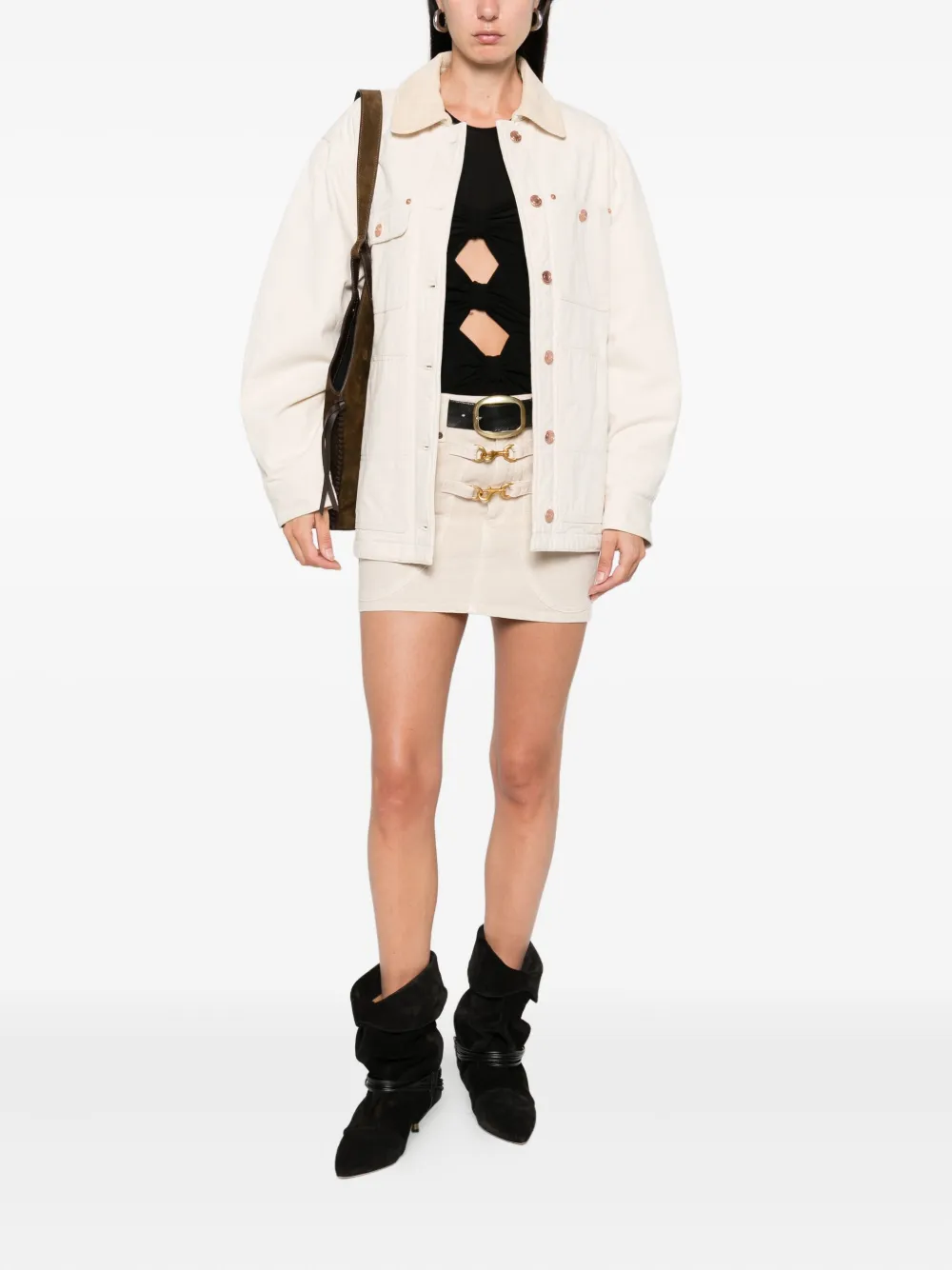 Fusta mini Isabel Marant Paulina bej - imagine 4