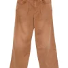 Pantaloni denim Isabel Marant Pleat Cotton Straight-Leg maro