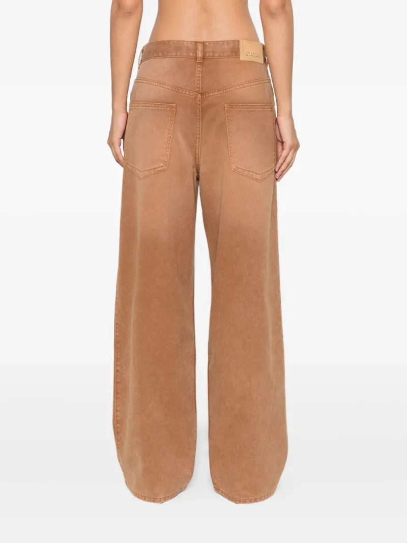 Alternative view of Pantaloni denim Isabel Marant Pleat Cotton Straight-Leg maro