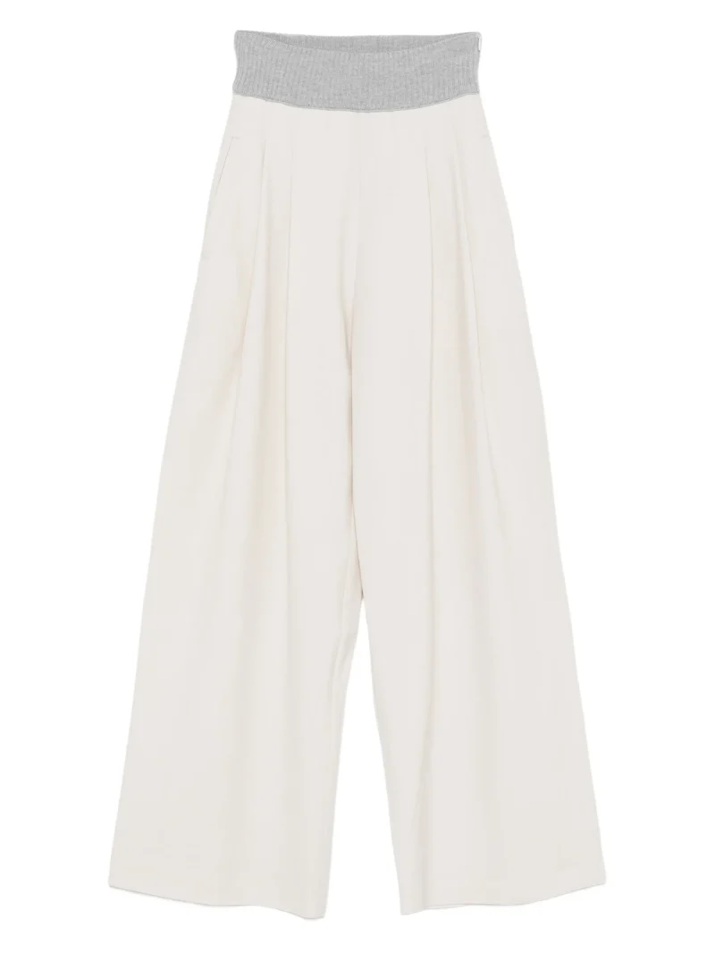 Pantaloni Gran Sasso ribbed-waist alb