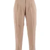 Pantaloni Peserico Pleated Cuffed bej