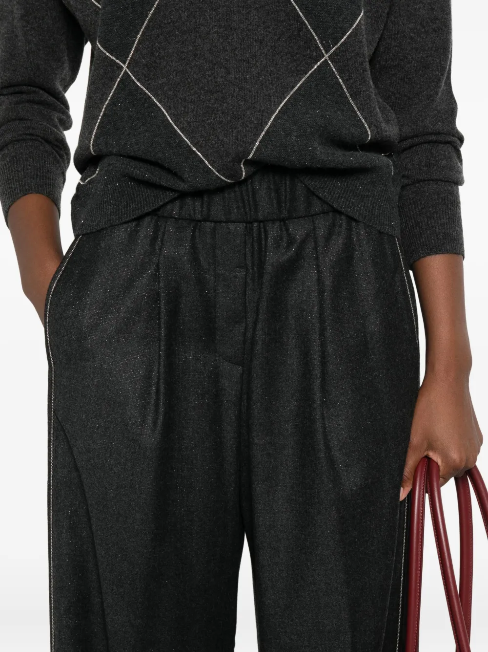 Pantaloni Peserico Side-Stripe gri - imagine 5