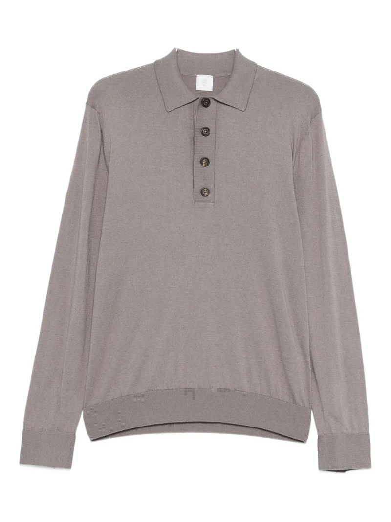 Pulover Eleventy fine-knit polo gri