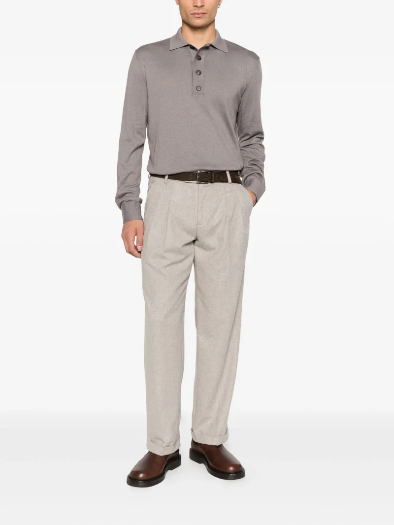 Alternative view of Pulover Eleventy fine-knit polo gri