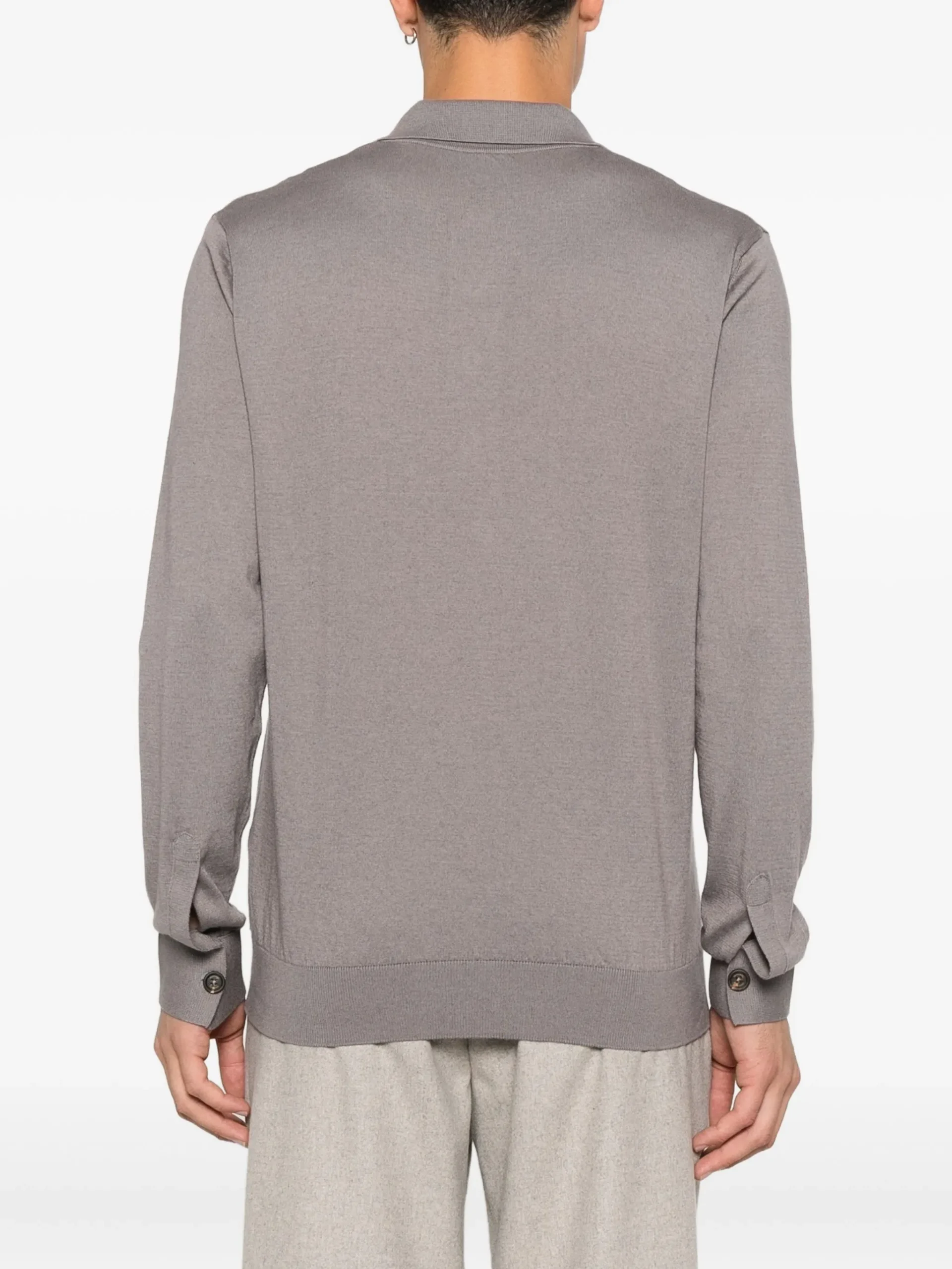 Pulover Eleventy fine-knit polo gri - imagine 4