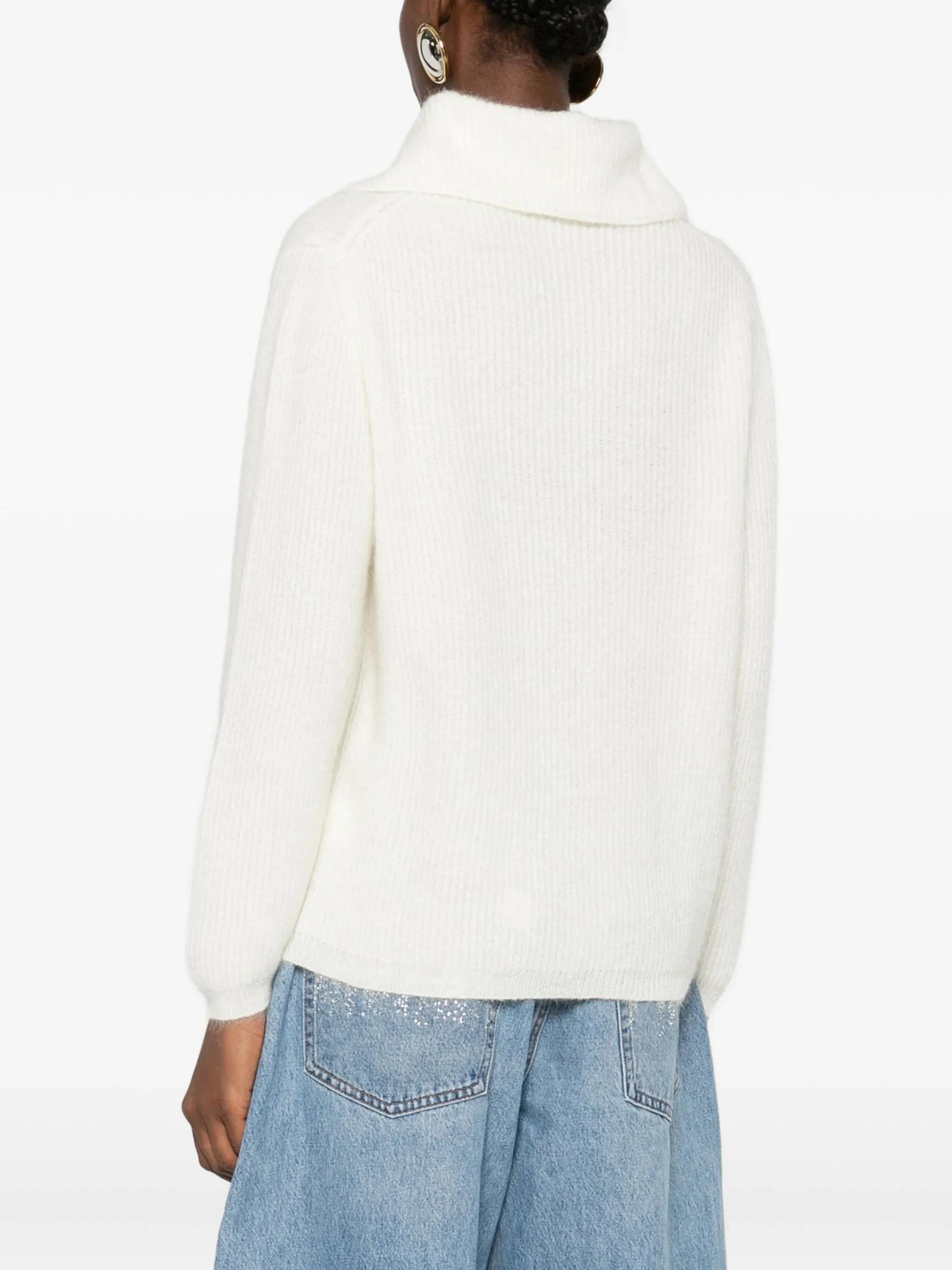 Pulover Gran Sasso button collared alb - imagine 4