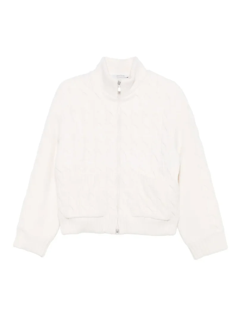 Pulover Gran Sasso Cable-Knit Zip alb